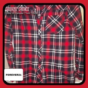 Forever 21 ❤️Red White Plaid shirt & mini Small